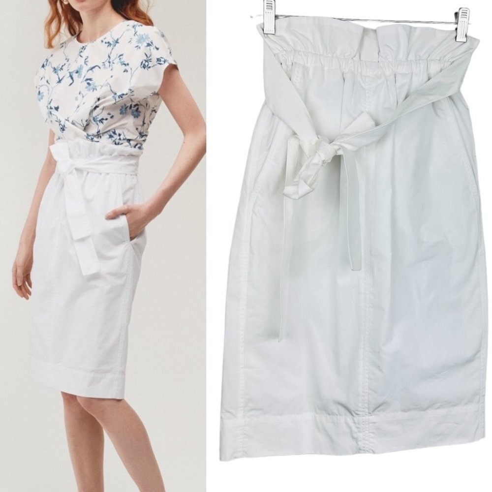 Minimalist Aritzia Wilfred Le Fou Maryvonne Front Tie 100% Cotton White  Midi S